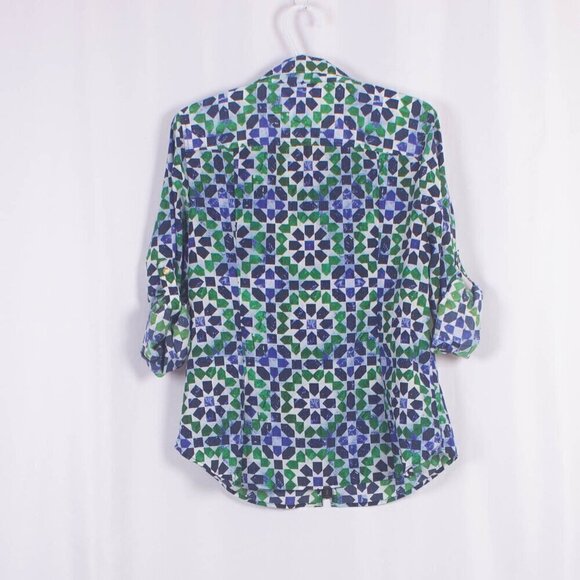 MICHAEL MICHAEL KORS Roll Tab Sleeve Blouse Size L - Picture 4 of 8